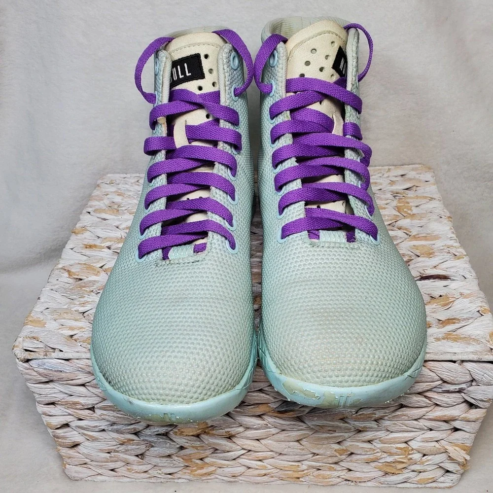 NoBull Outwork Training Sneakers Shoe Light Teal Super Mesh High‎ Top Size 8.5 W